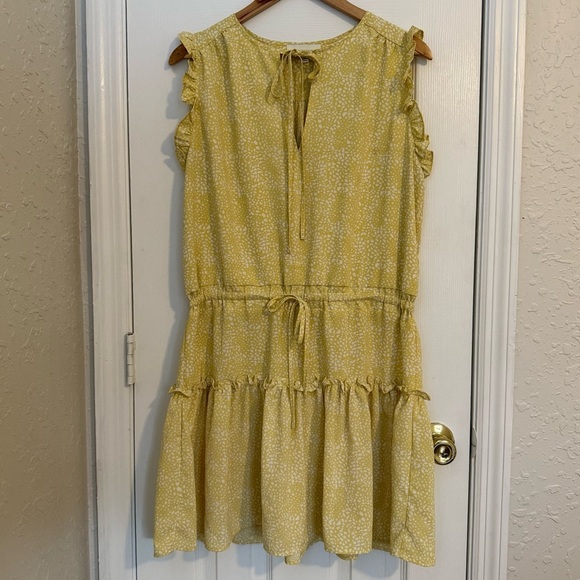 Pinch Dresses & Skirts - Pinch Anthropologie Yellow Ruffled Sleeveless Tiered Dress L